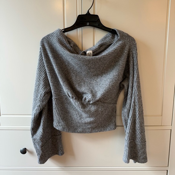 Free People Crazy On You Cropped Thermal Grey Small - Picture 2 of 8